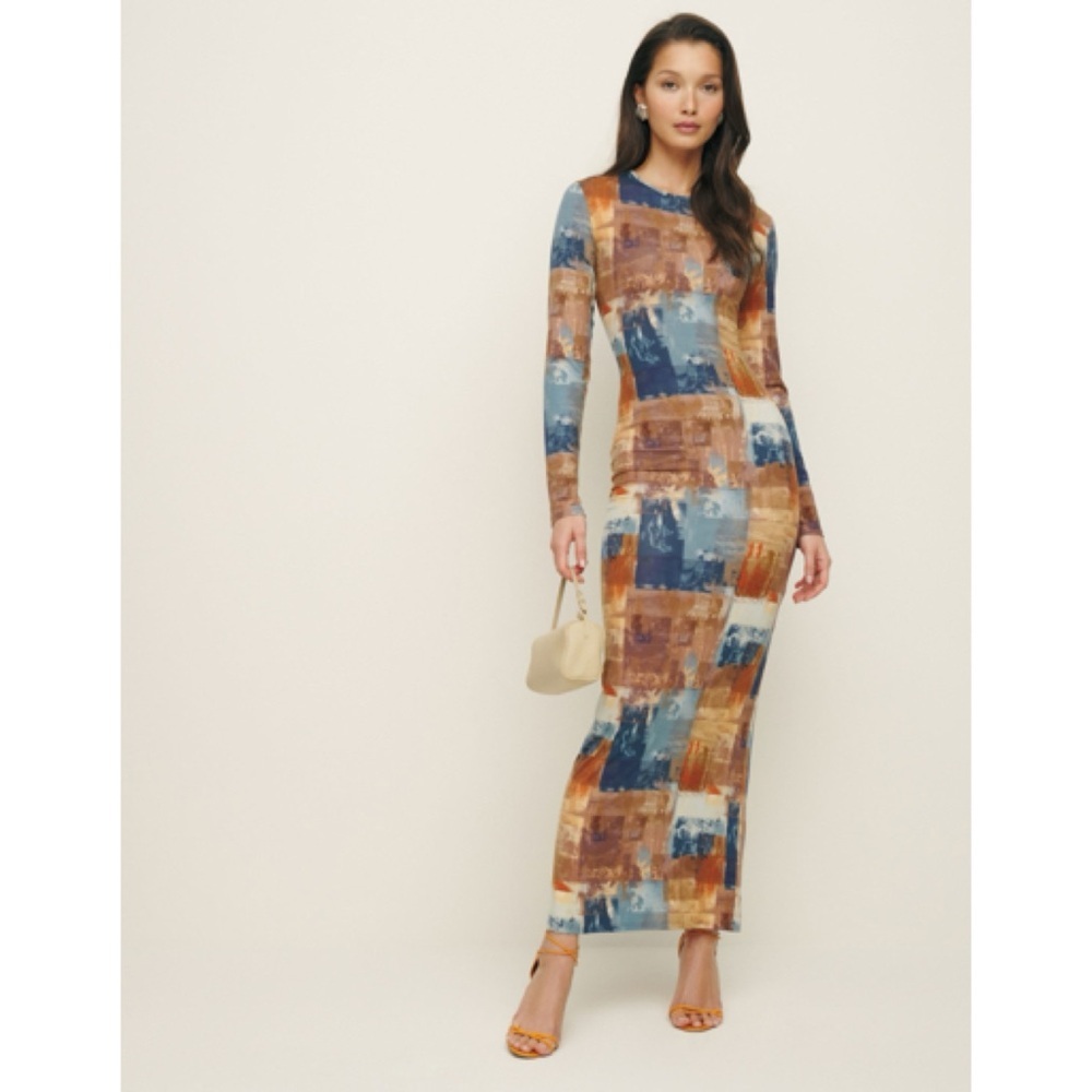 Reformation Tommie Knit Long-Sleeve Dress Collage Size Small